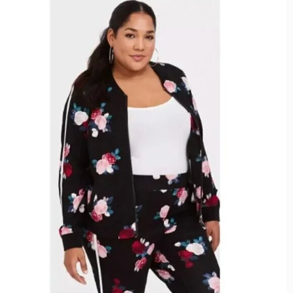 Torrid Black Floral Zipper Jacket 3X - Picture 2 of 11